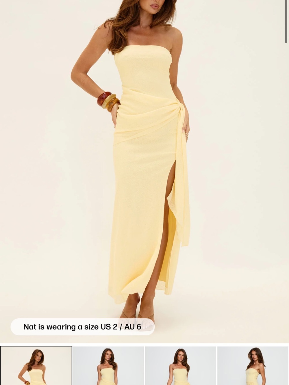 Princess Polly Analeah Strapless Maxi Dress Lemon Yellow